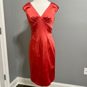 DAVID MEISTER cocktail dress or wedding guest dress in coral color